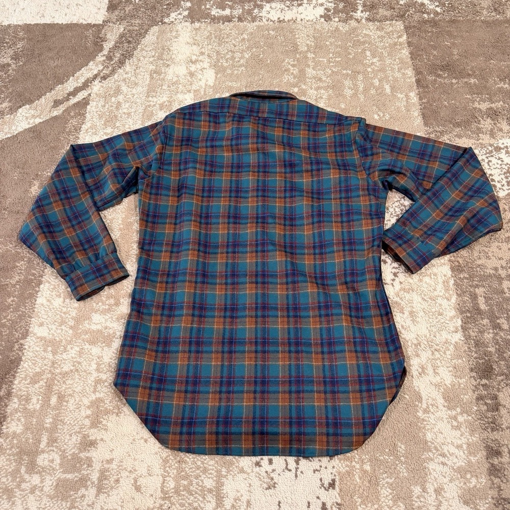 Vintage Pendleton 100% Virgin Wool Men's Medium Plaid Long Sleeve Flannel Work - Picture 8 of 10